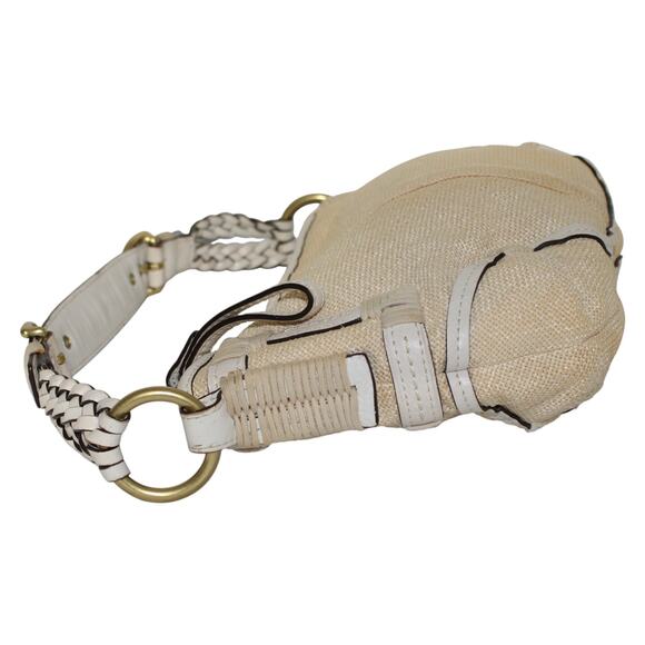 Coach Straw & Leather Soho Hobo Shoulder Bag 4710 Ivory colored leather trim - Picture 5 of 12